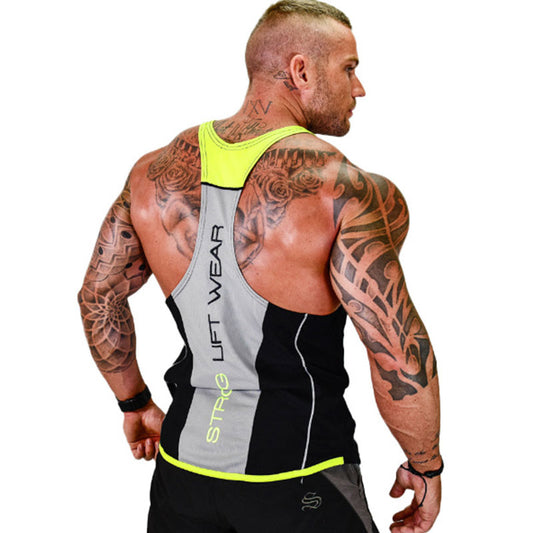 Wholesale M-2XL Men Fashion Contrast Color Letters Print Sports Tank Top