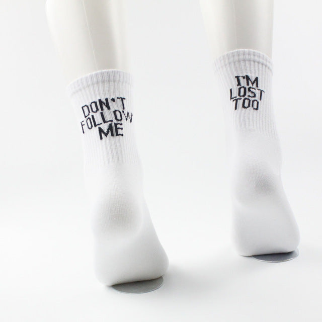 Wholesale Creative Letter Print Unisex Cotton Socks