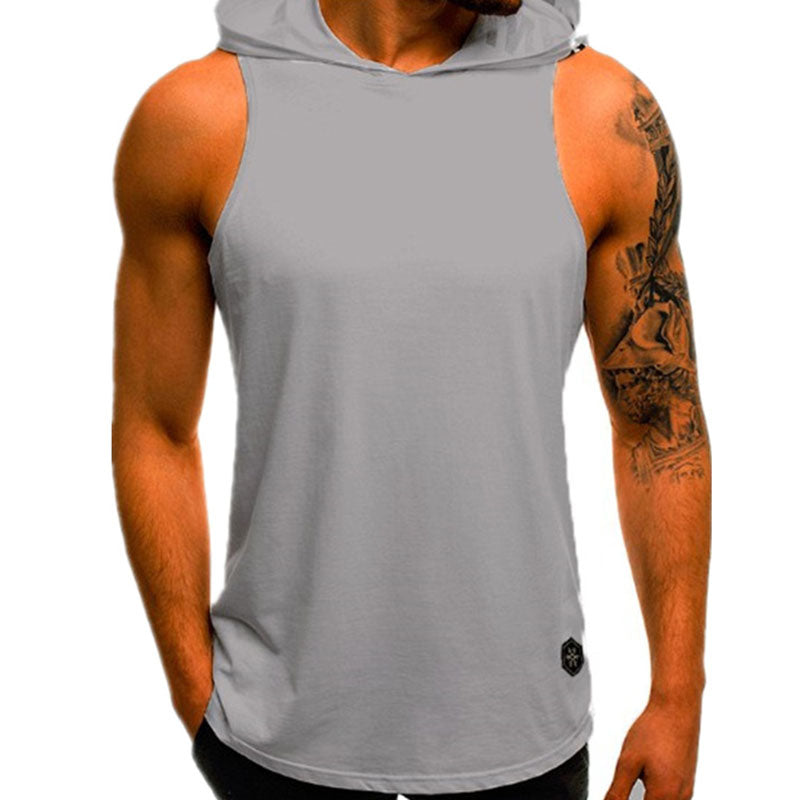 Wholesale M-3XL Men Slim Breathable Hooded Sleeveless Casual Tank Top