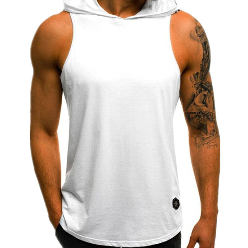 Wholesale M-3XL Men Slim Breathable Hooded Sleeveless Casual Tank Top