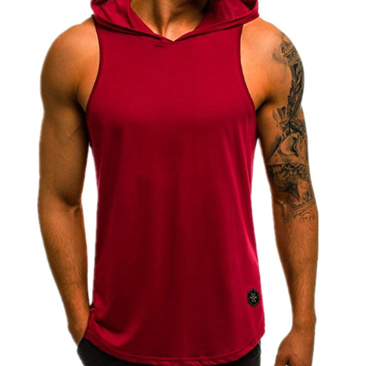 Wholesale M-3XL Men Slim Breathable Hooded Sleeveless Casual Tank Top