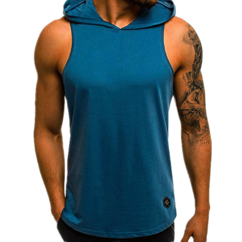 Wholesale M-3XL Men Slim Breathable Hooded Sleeveless Casual Tank Top