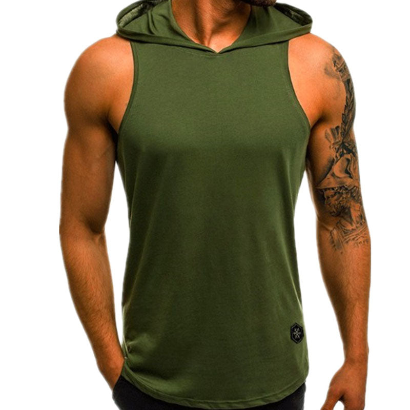 Wholesale M-3XL Men Slim Breathable Hooded Sleeveless Casual Tank Top