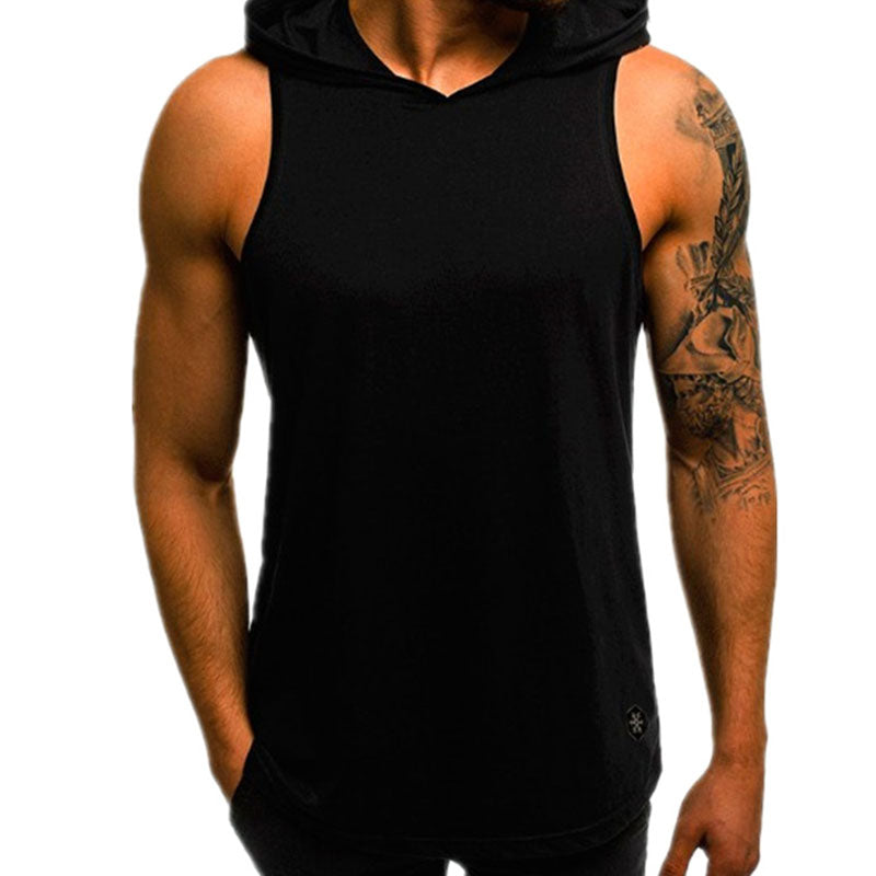 Wholesale M-3XL Men Slim Breathable Hooded Sleeveless Casual Tank Top