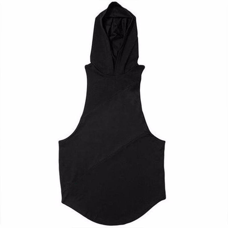 Wholesale M-2XL Men Casual Solid Color Hooded Sleeveless Loose Tank Top