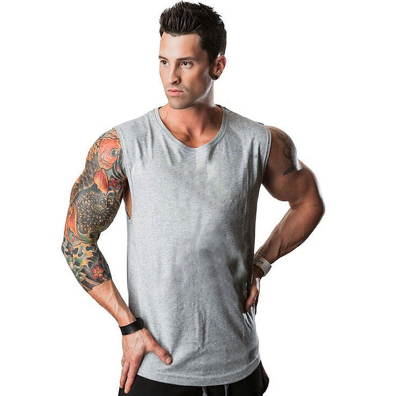 Wholesale M-2XL Men Casual Solid Color Sleeveless Sports Tank