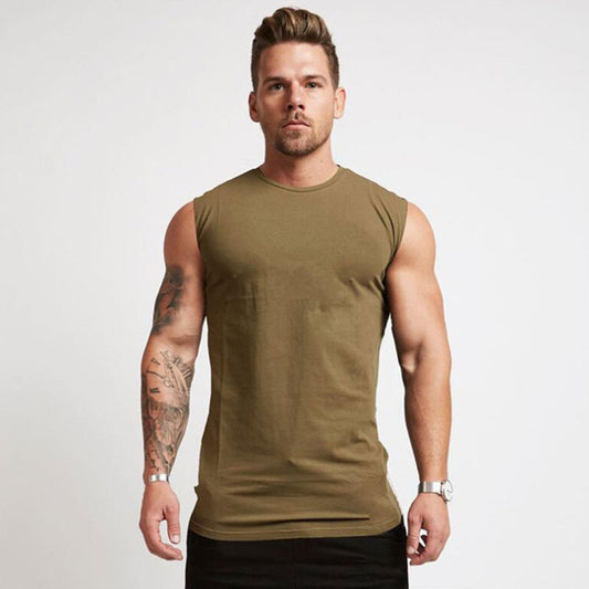 Wholesale M-2XL Men Solid Color Round Neck Sports Tank Top