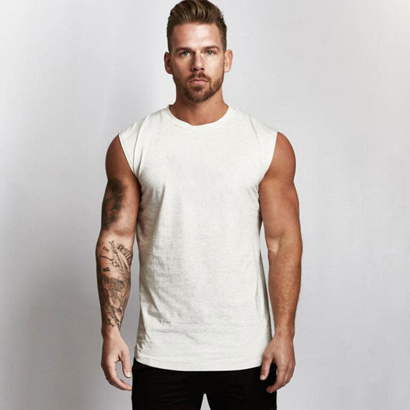 Wholesale M-2XL Men Solid Color Round Neck Sports Tank Top