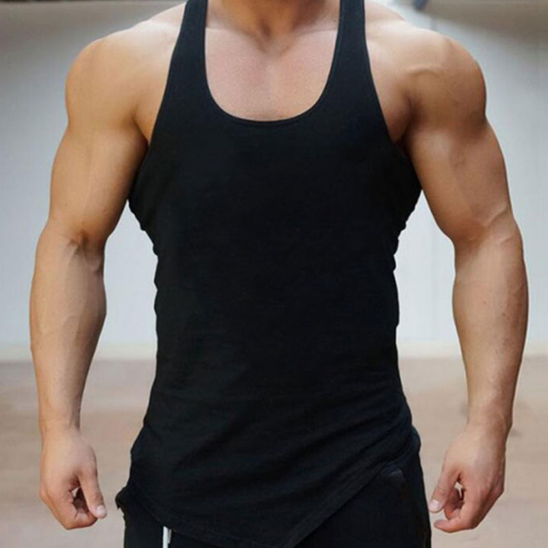 Wholesale M-2XL Men Casual Solid Color Irregular Sports Tank Top