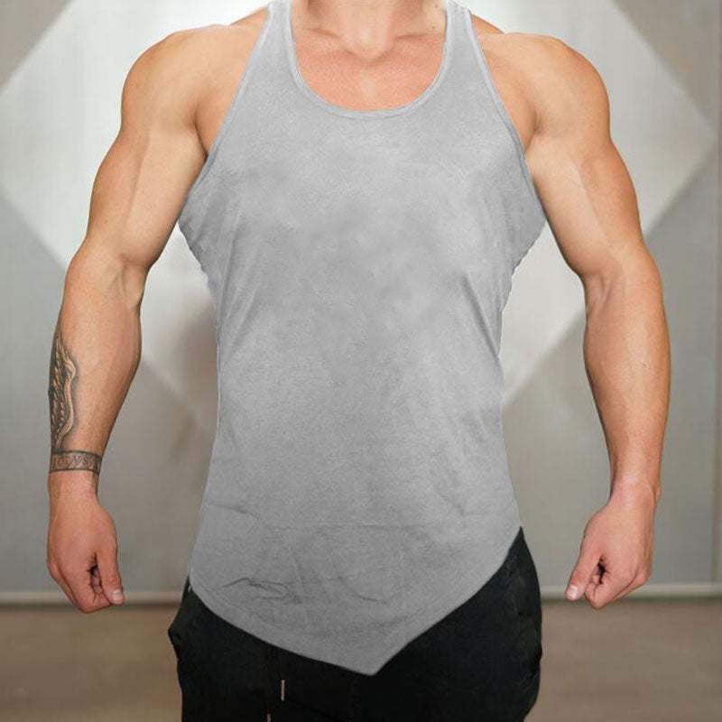 Wholesale M-2XL Men Casual Solid Color Irregular Sports Tank Top