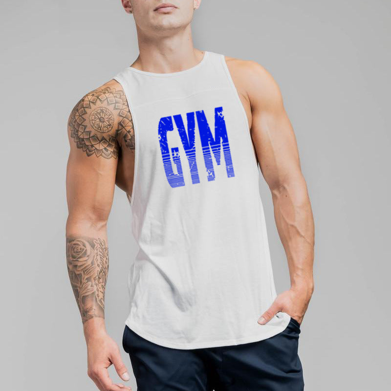 Wholesale M-2XL Men Simple Letter Print Patchwork Sports Tank Top