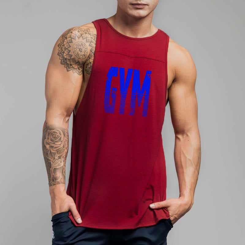 Wholesale M-2XL Men Simple Letter Print Patchwork Sports Tank Top