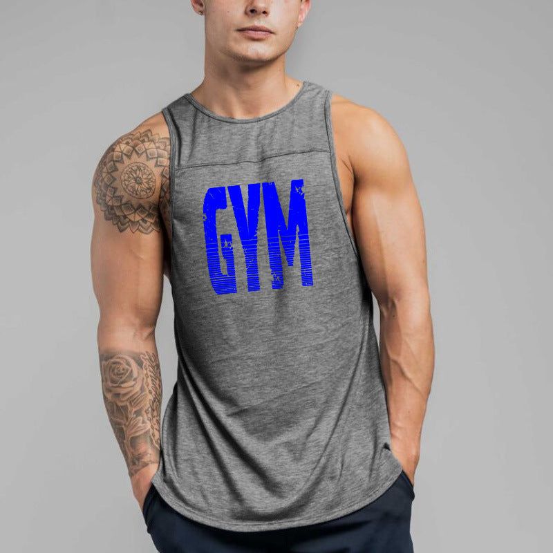 Wholesale M-2XL Men Simple Letter Print Patchwork Sports Tank Top