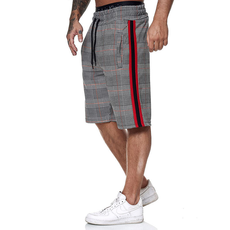 Wholesale M-3XL Men Fashion Checked Drawstring Beach Shorts