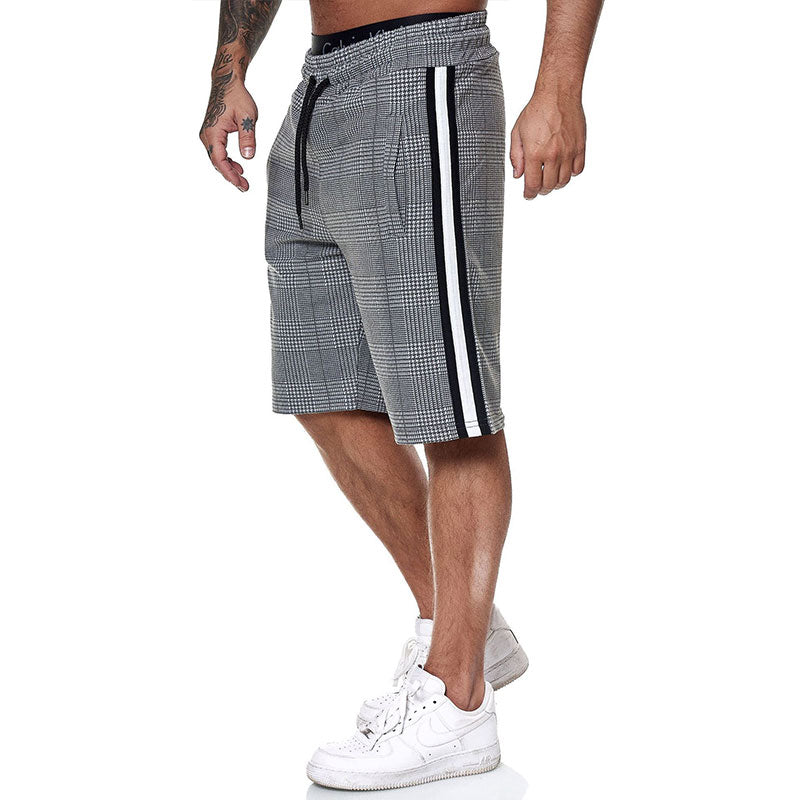 Wholesale M-3XL Men Fashion Checked Drawstring Beach Shorts