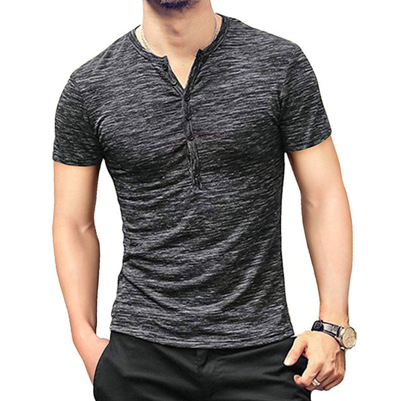 Wholesale S-2XL Men Fashion Single-breasted Comfortable Short-sleeve T-shirt