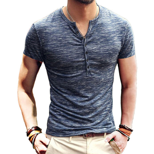 Wholesale S-2XL Men Fashion Single-breasted Comfortable Short-sleeve T-shirt