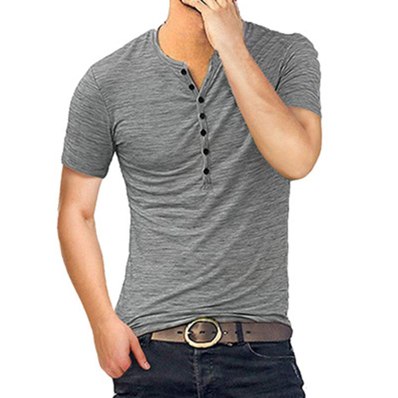 Wholesale S-2XL Men Fashion Single-breasted Comfortable Short-sleeve T-shirt