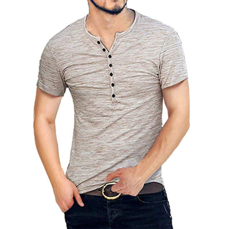 Wholesale S-2XL Men Fashion Single-breasted Comfortable Short-sleeve T-shirt