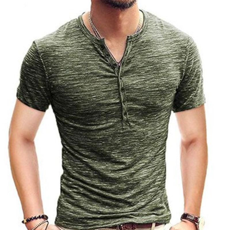 Wholesale S-2XL Men Fashion Single-breasted Comfortable Short-sleeve T-shirt