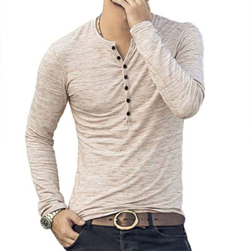 Wholesale M-3XL Men Fashion Single-breasted Comfortable Long-sleeve Top