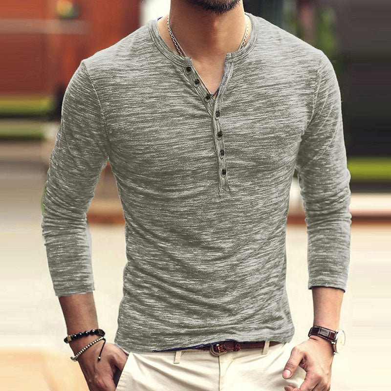 Wholesale M-3XL Men Fashion Single-breasted Comfortable Long-sleeve Top