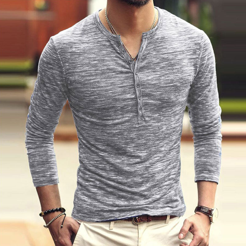 Wholesale M-3XL Men Fashion Single-breasted Comfortable Long-sleeve Top