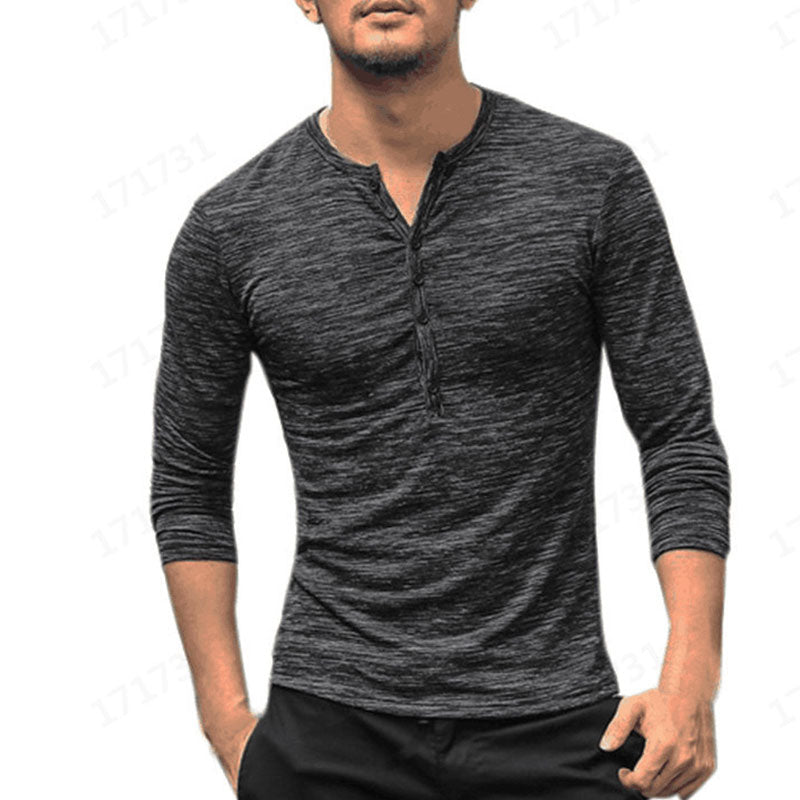 Wholesale M-3XL Men Fashion Single-breasted Comfortable Long-sleeve Top