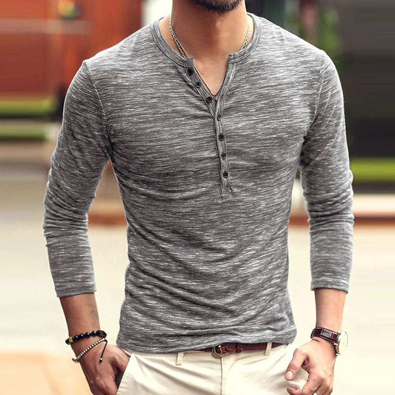 Wholesale M-3XL Men Fashion Single-breasted Comfortable Long-sleeve Top