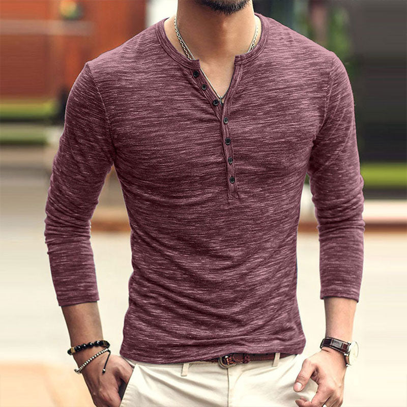 Wholesale M-3XL Men Fashion Single-breasted Comfortable Long-sleeve Top