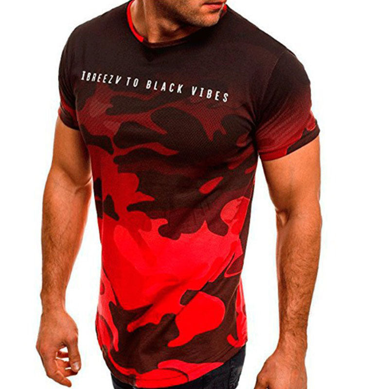 Wholesale M-3XL Men Fashion Camouflage Letter Print T-shirt