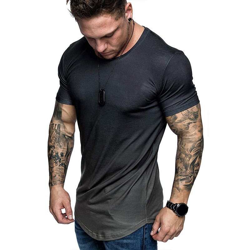 Wholesale M-3XL Men Fashion Round Neck Gradient Short Sleeves Tee Top