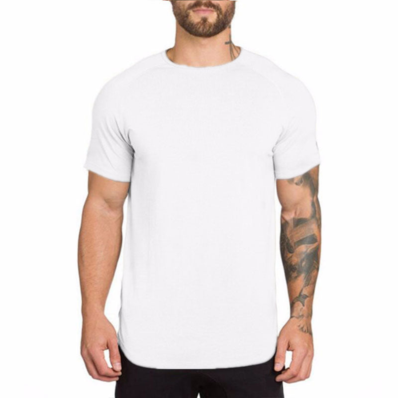 Wholesale M-2XL Men Casual Solid Color Breathable Side Slit Short Sleeve Tee