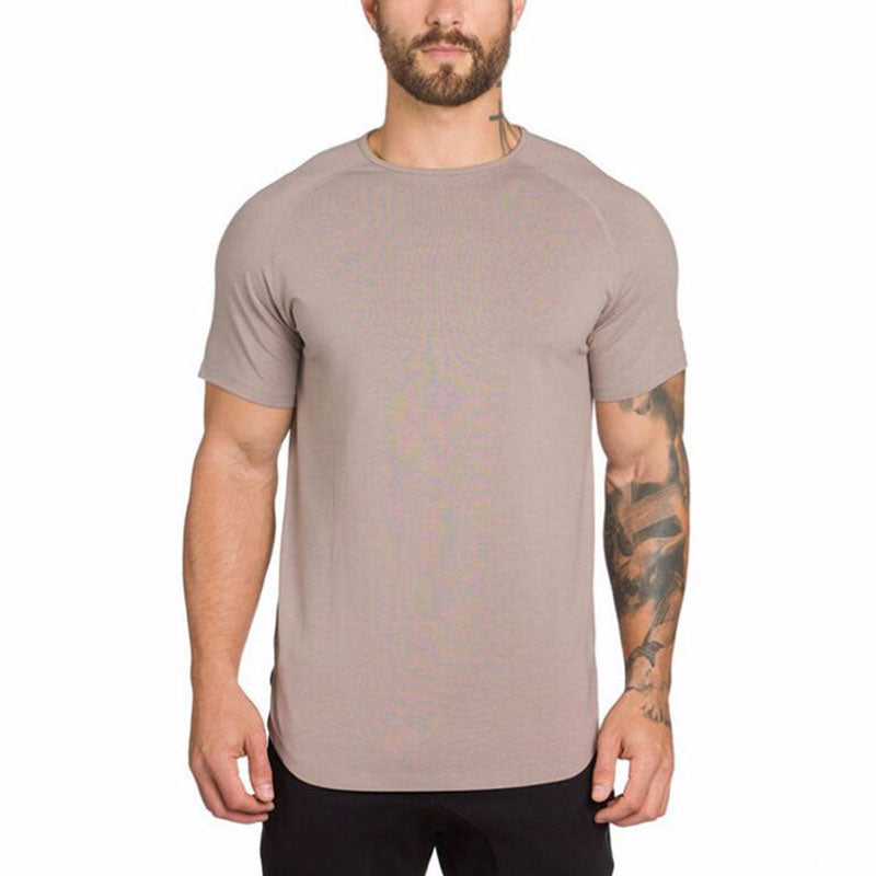 Wholesale M-2XL Men Casual Solid Color Breathable Side Slit Short Sleeve Tee