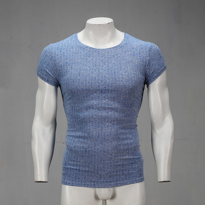 Wholesale M-2XL Men Casual Slim Knit Breathable Short Sleeve Tee