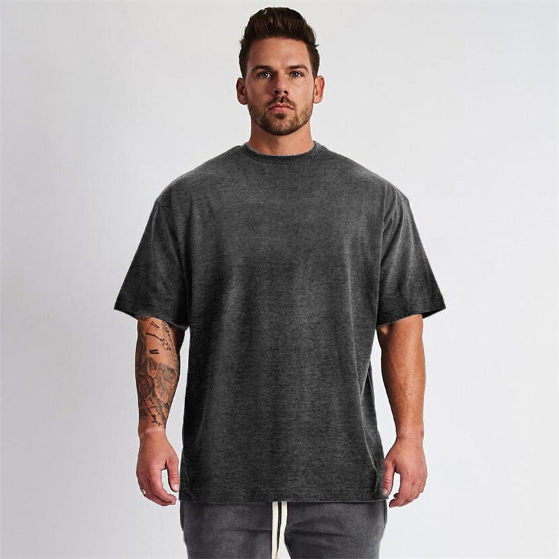 Wholesale M-2XL Men Solid Color Round Neck Breathable Short Sleeve Top