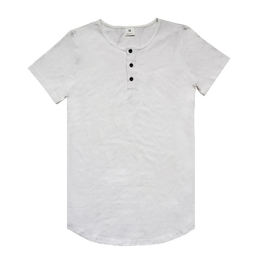 Wholesale M-XXL Men Fashion Breathable Button Short Sleeves Tee Top