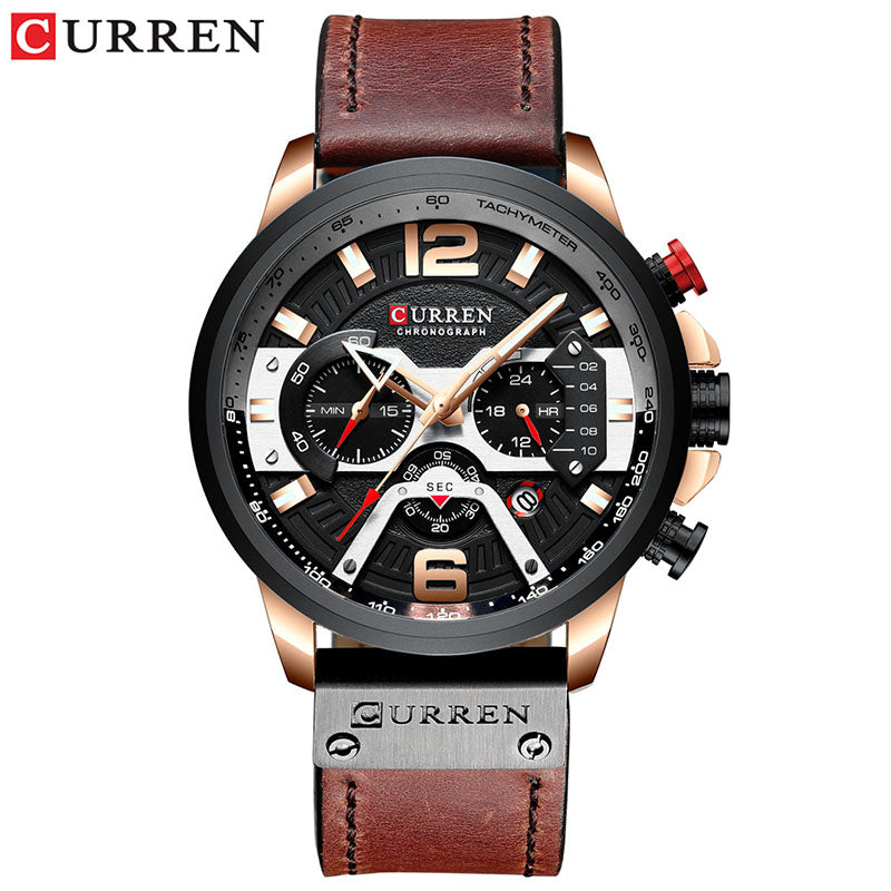 Wholesale Men Waterproof Quartz Genuine Leather Strap Watch