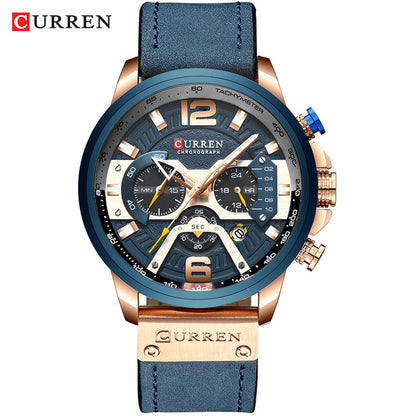 Wholesale Men Waterproof Quartz Genuine Leather Strap Watch