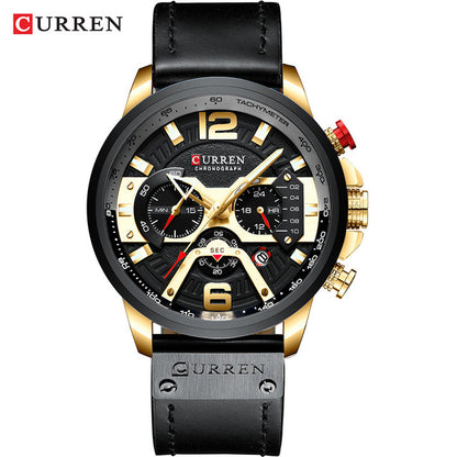 Wholesale Men Waterproof Quartz Genuine Leather Strap Watch