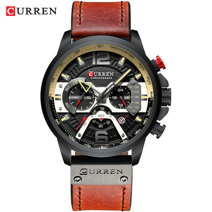 Wholesale Men Waterproof Quartz Genuine Leather Strap Watch