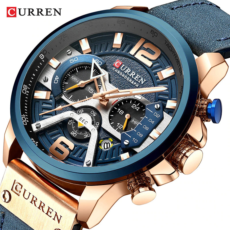 Wholesale Men Waterproof Quartz Genuine Leather Strap Watch