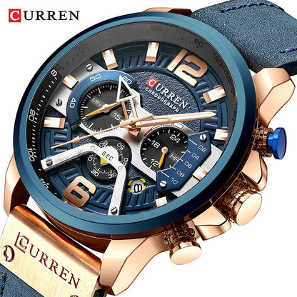 Wholesale Men Waterproof Quartz Genuine Leather Strap Watch