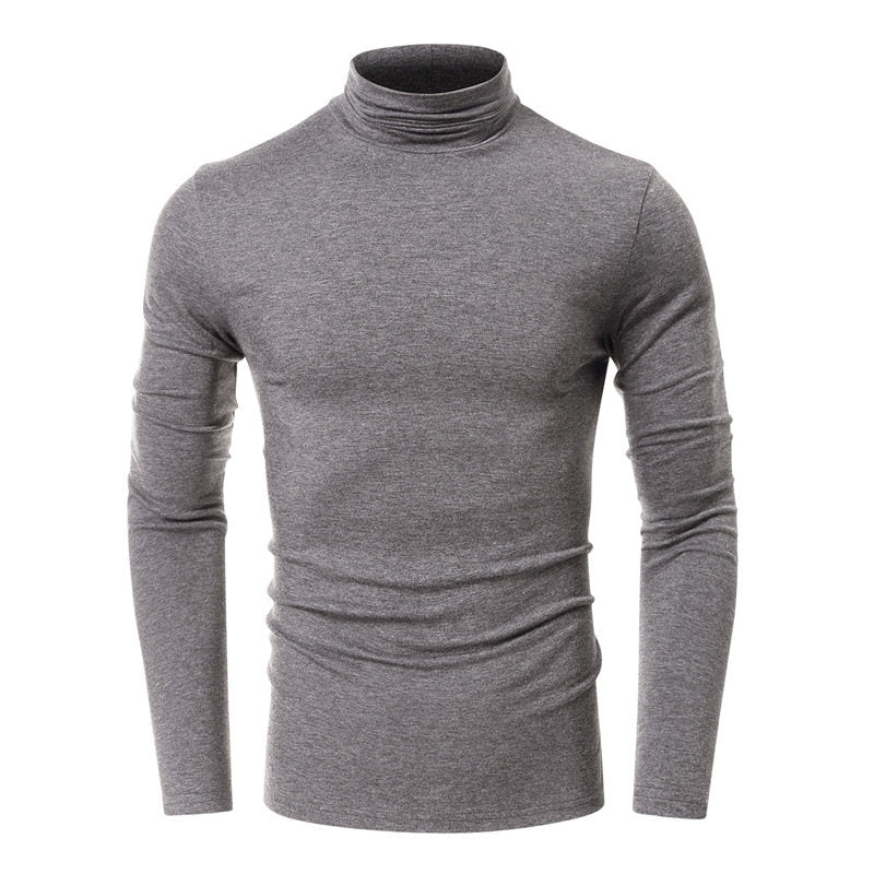 Wholesale S-XXL Men Solid Color Turtle Neck Long Sleeve T-shirts