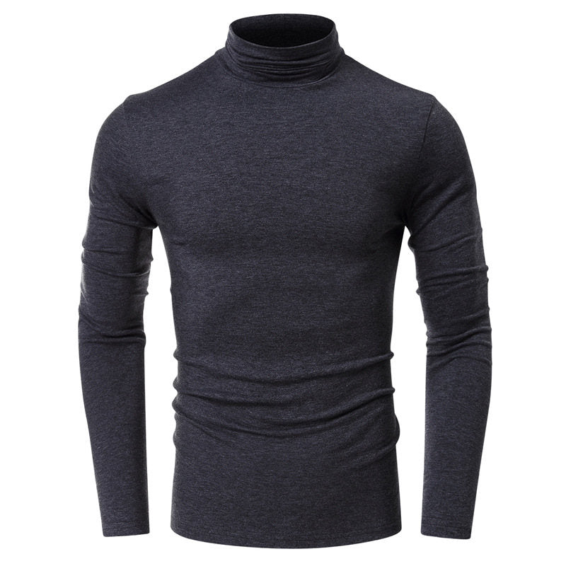 Wholesale S-XXL Men Solid Color Turtle Neck Long Sleeve T-shirts