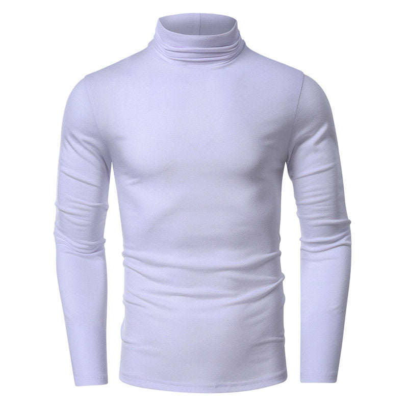 Wholesale S-XXL Men Solid Color Turtle Neck Long Sleeve T-shirts