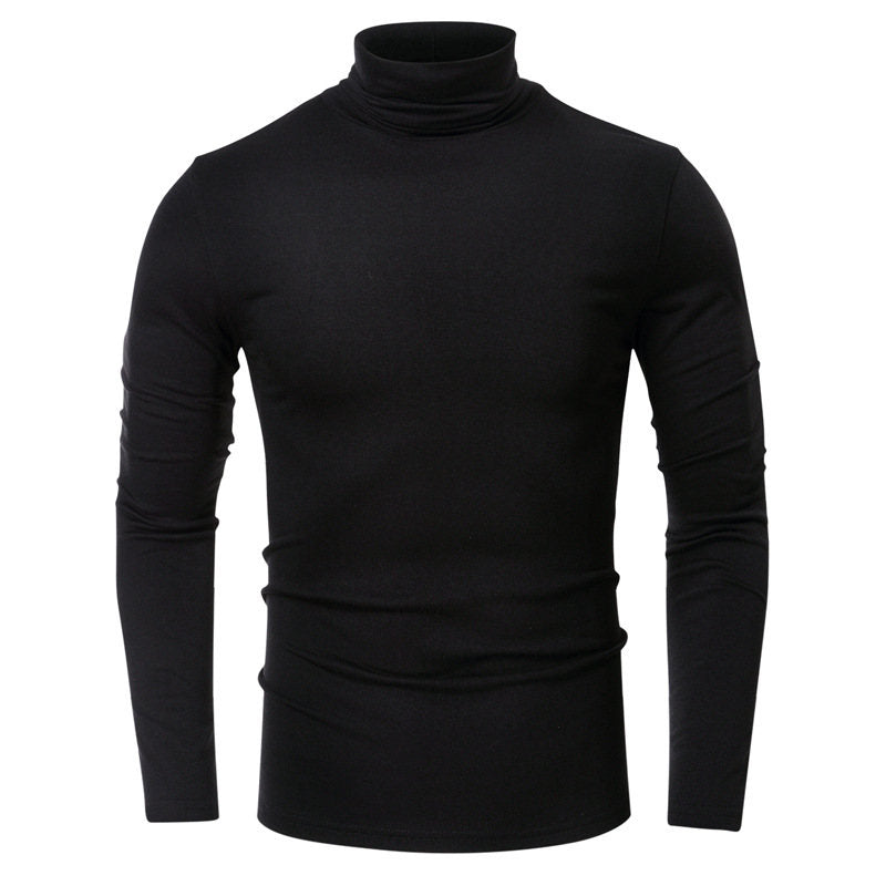 Wholesale S-XXL Men Solid Color Turtle Neck Long Sleeve T-shirts