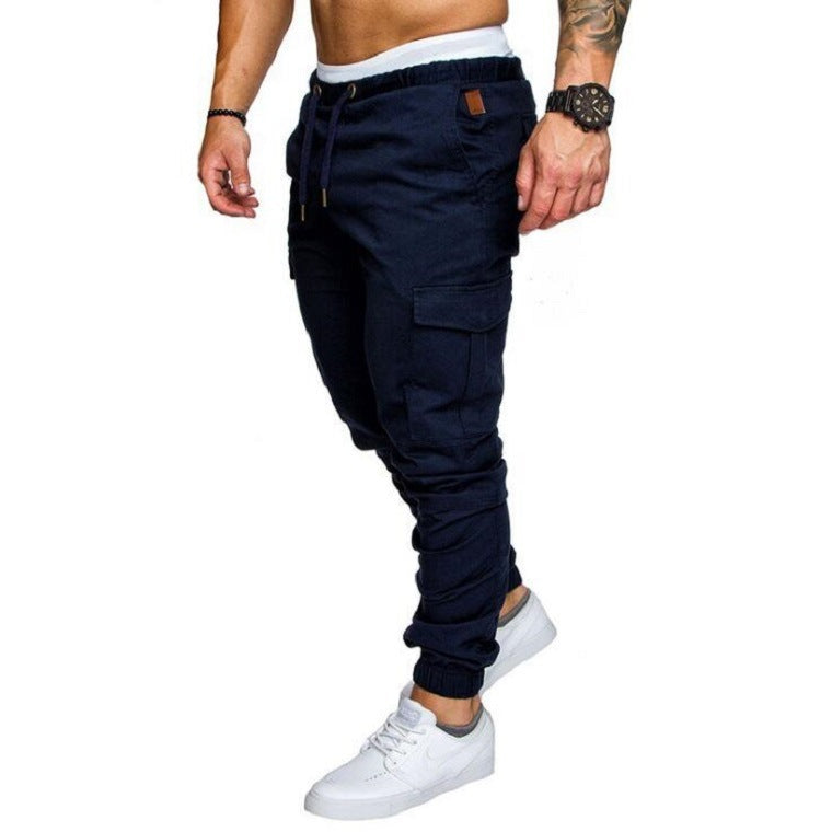 Wholesale S-4XL Men Solid Color Casual Drawstring Pants