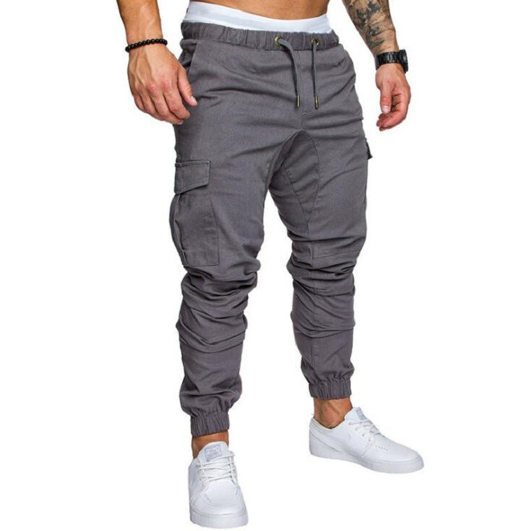 Wholesale S-4XL Men Solid Color Casual Drawstring Pants