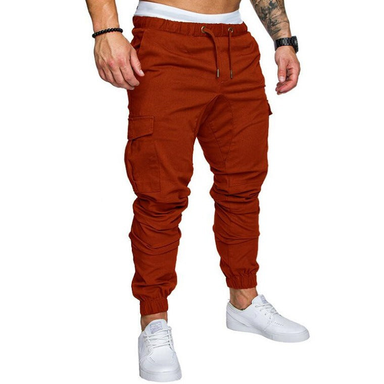 Wholesale S-4XL Men Solid Color Casual Drawstring Pants